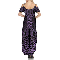 Waiporoporo Maori Ta Moko Poutama Art Summer Maxi Dress LT9 - Polynesian Pride