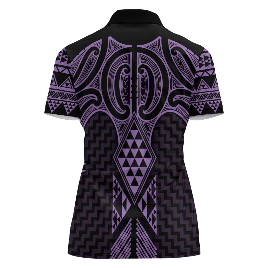 Waiporoporo Maori Ta Moko Poutama Art Women Polo Shirt LT9 - Polynesian Pride