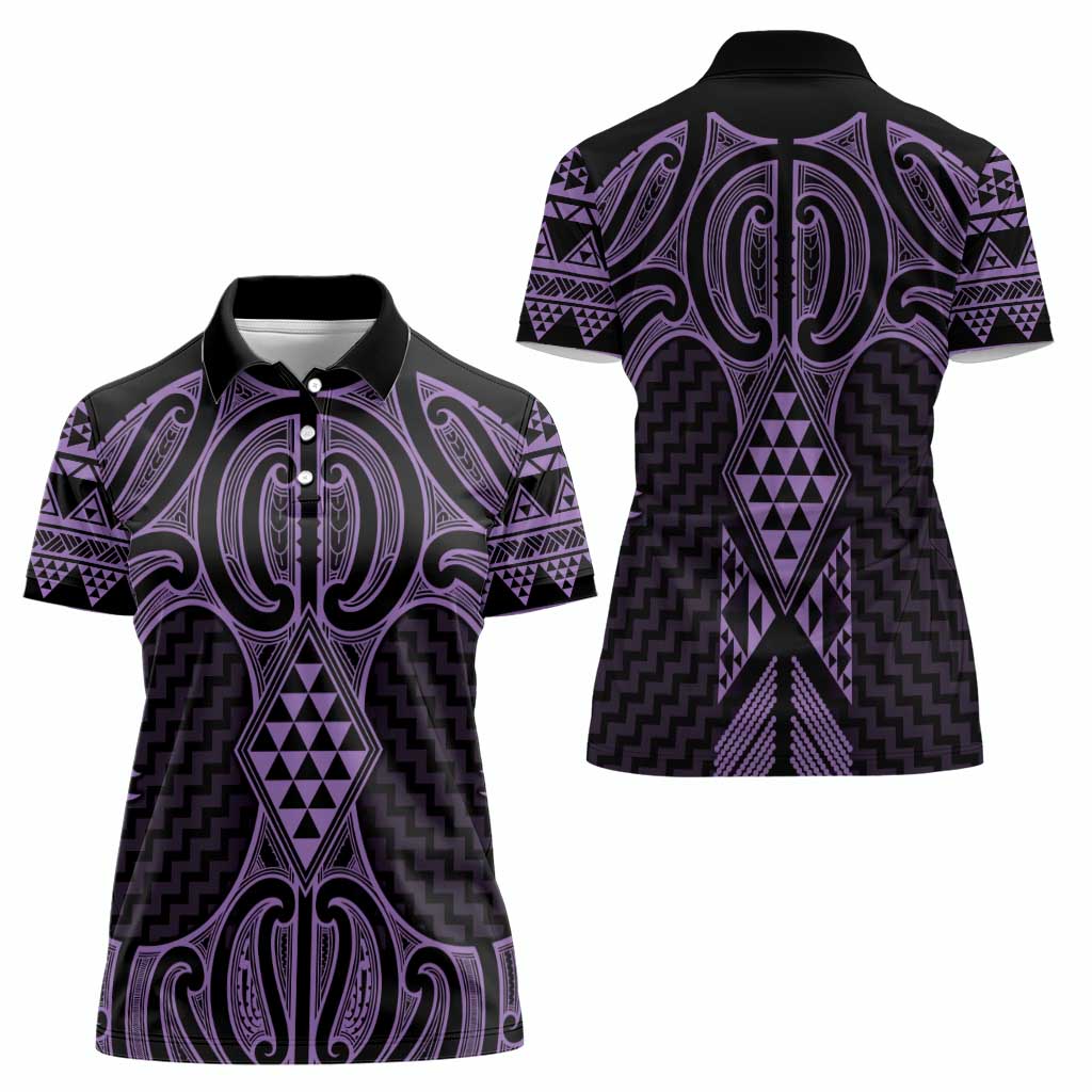 Waiporoporo Maori Ta Moko Poutama Art Women Polo Shirt LT9 - Polynesian Pride
