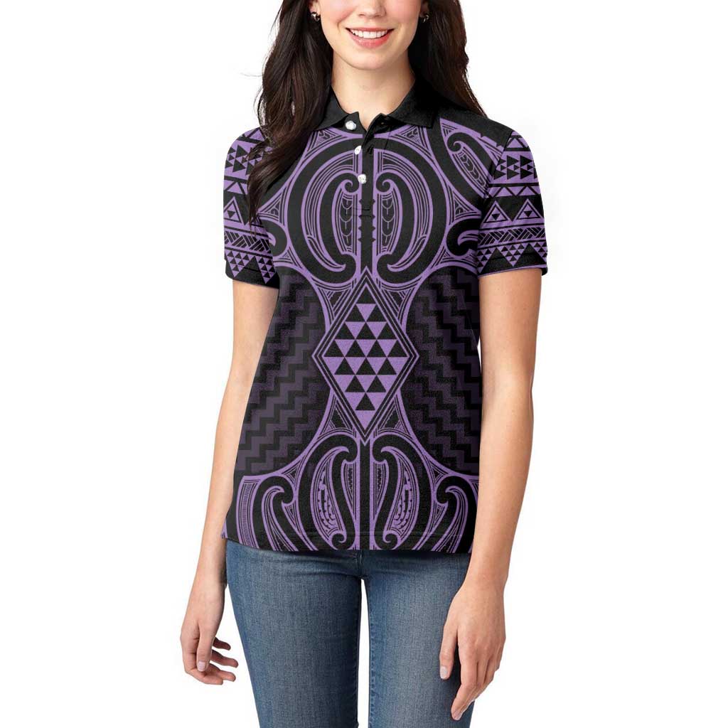 Waiporoporo Maori Ta Moko Poutama Art Women Polo Shirt LT9 - Polynesian Pride