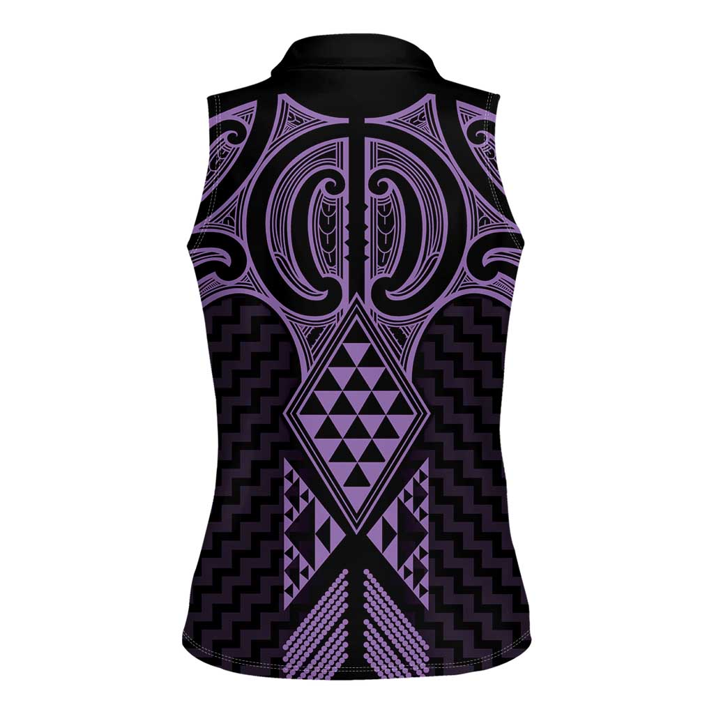 Waiporoporo Maori Ta Moko Poutama Art Women Sleeveless Polo Shirt LT9 - Polynesian Pride