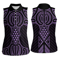 Waiporoporo Maori Ta Moko Poutama Art Women Sleeveless Polo Shirt LT9 - Polynesian Pride