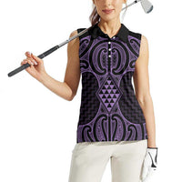 Waiporoporo Maori Ta Moko Poutama Art Women Sleeveless Polo Shirt LT9 - Polynesian Pride