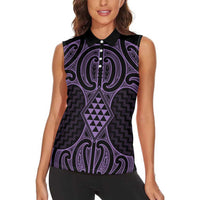 Waiporoporo Maori Ta Moko Poutama Art Women Sleeveless Polo Shirt LT9 - Polynesian Pride