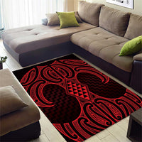 Whero Maori Ta Moko Poutama Art Area Rug