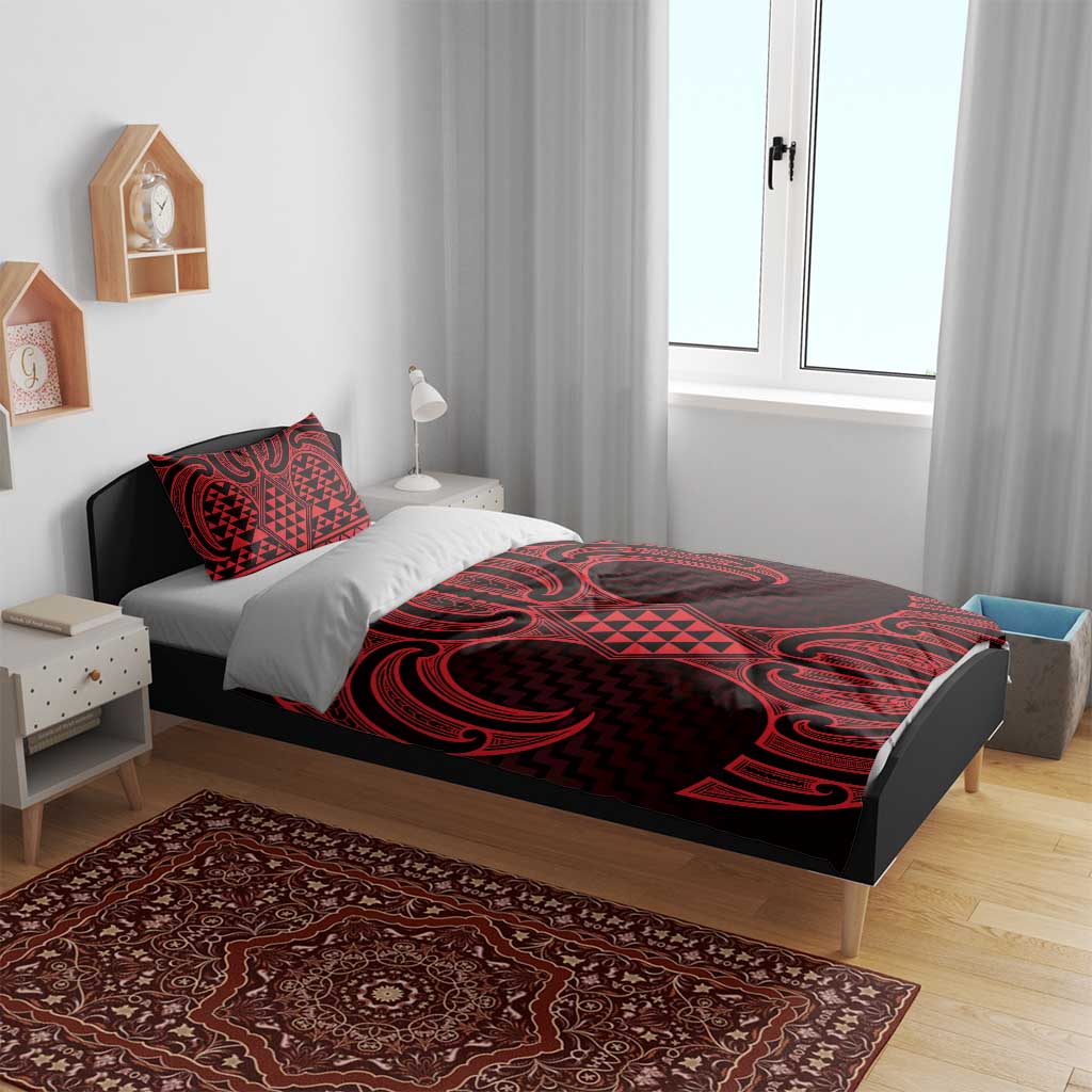 Whero Maori Ta Moko Poutama Art Bedding Set