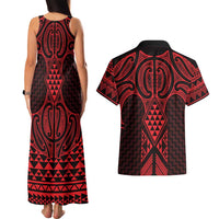 Whero Maori Ta Moko Poutama Art Couples Matching Tank Maxi Dress and Hawaiian Shirt LT9 - Polynesian Pride
