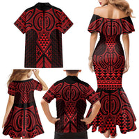 Whero Maori Ta Moko Poutama Art Family Matching Mermaid Dress and Hawaiian Shirt LT9 - Polynesian Pride