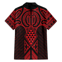 Whero Maori Ta Moko Poutama Art Family Matching Off The Shoulder Long Sleeve Dress and Hawaiian Shirt LT9 - Polynesian Pride