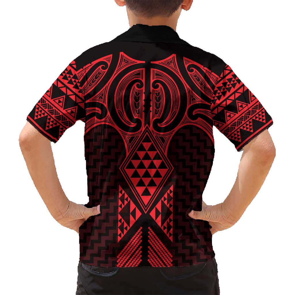 Whero Maori Ta Moko Poutama Art Family Matching Off Shoulder Short Dress and Hawaiian Shirt LT9 - Polynesian Pride