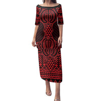 Whero Maori Ta Moko Poutama Art Family Matching Puletasi and Hawaiian Shirt LT9 Mom's Dress Red - Polynesian Pride