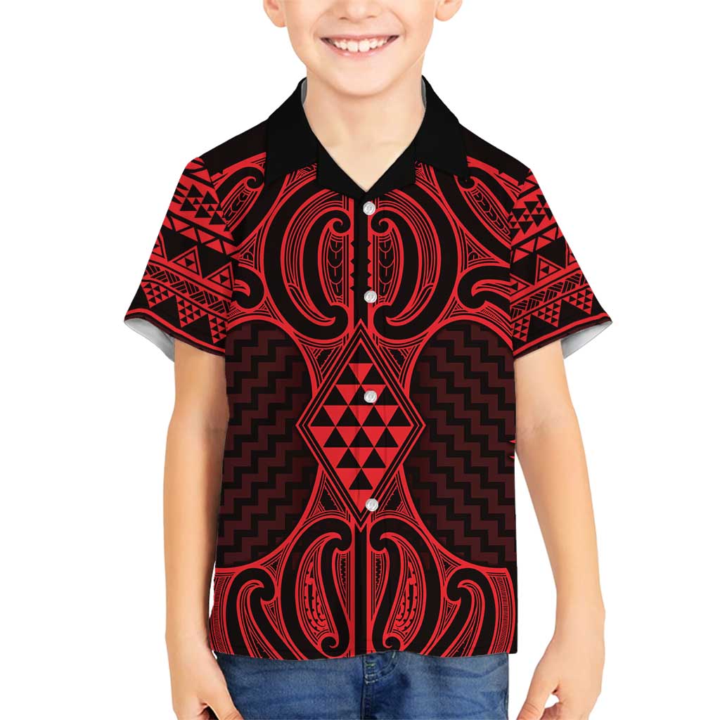Whero Maori Ta Moko Poutama Art Family Matching Puletasi and Hawaiian Shirt LT9 Son's Shirt Red - Polynesian Pride