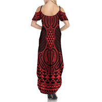 Whero Maori Ta Moko Poutama Art Family Matching Summer Maxi Dress and Hawaiian Shirt LT9 - Polynesian Pride