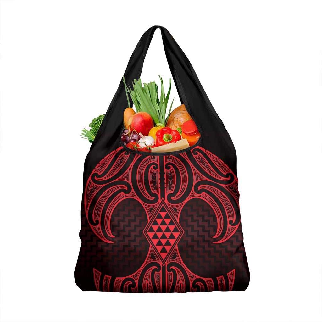Whero Maori Ta Moko Poutama Art Grocery Bag LT9 1-pack One Size Red - Polynesian Pride