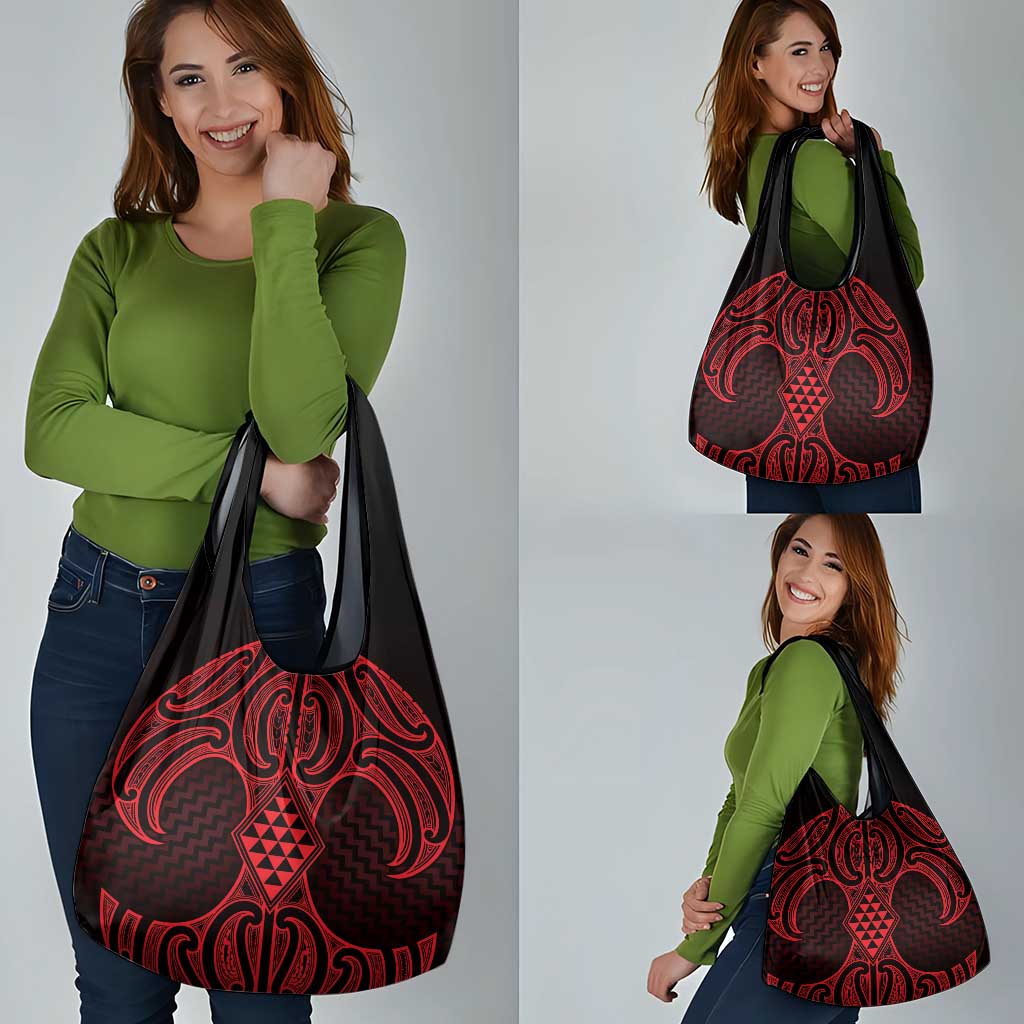 Whero Maori Ta Moko Poutama Art Grocery Bag LT9 - Polynesian Pride