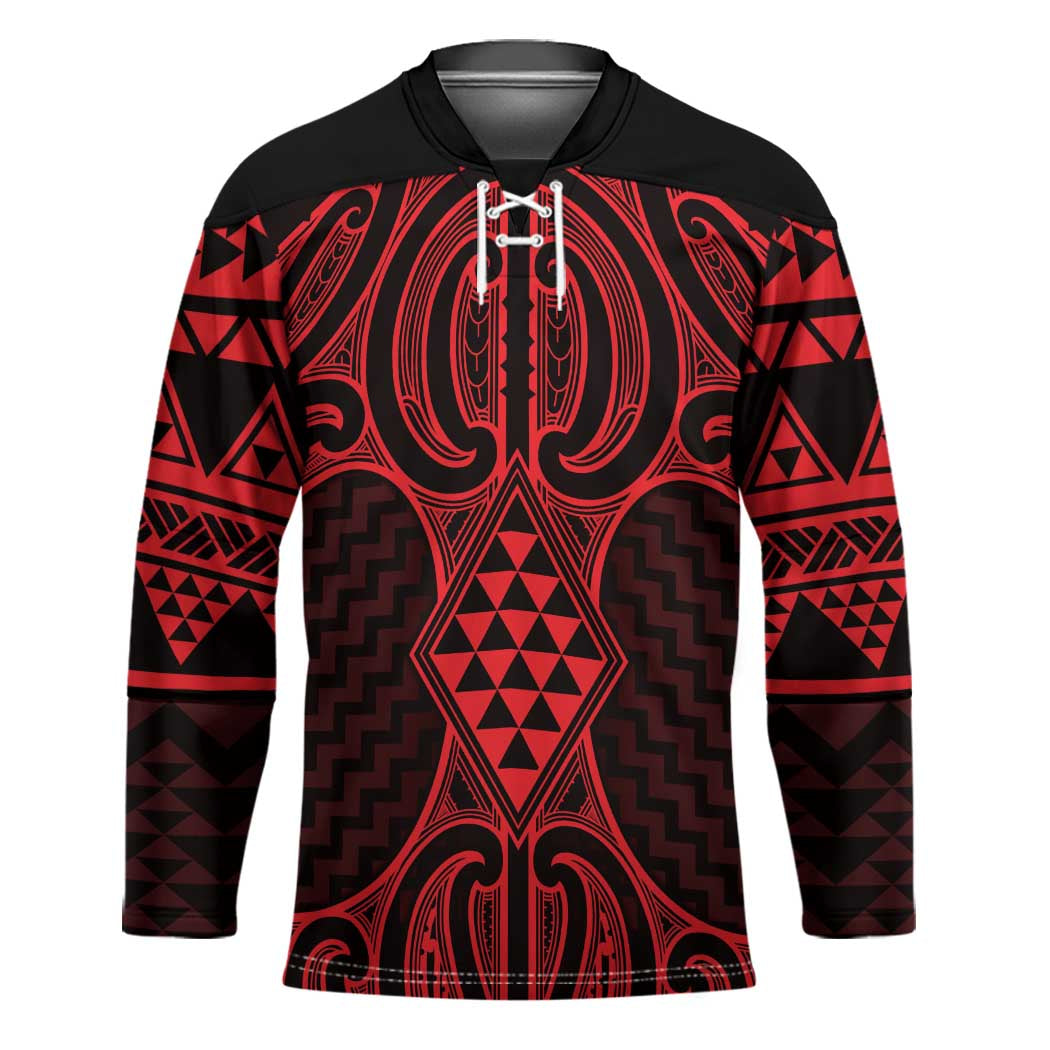 Whero Maori Ta Moko Poutama Art Hockey Jersey - Polynesian Pride