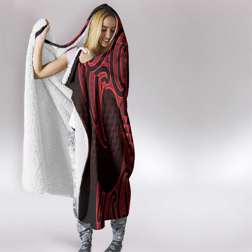 Whero Maori Ta Moko Poutama Art Hooded Blanket