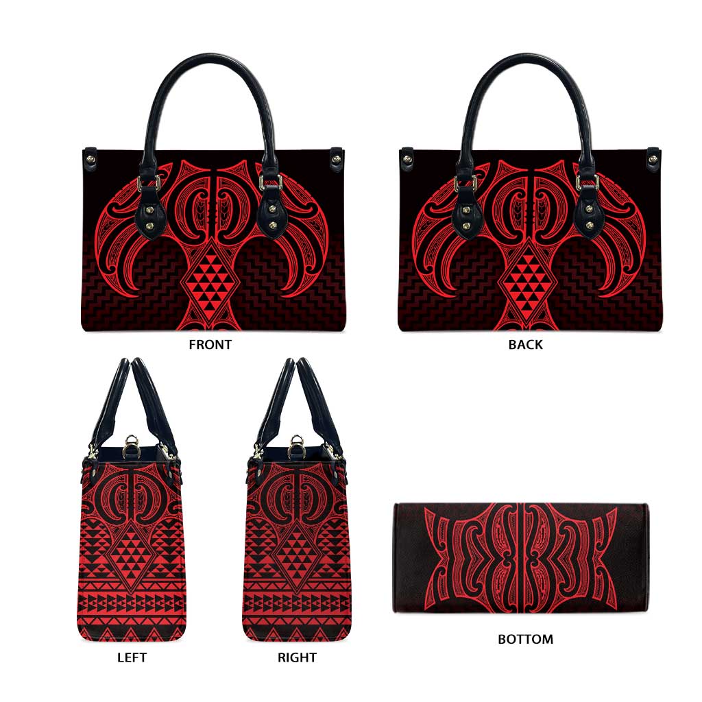 Whero Maori Ta Moko Poutama Art Leather Bag - Polynesian Pride