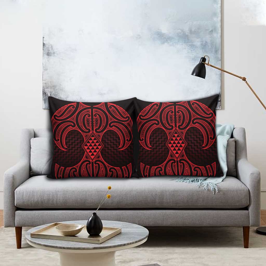 Whero Maori Ta Moko Poutama Art Pillow Cover - Polynesian Pride