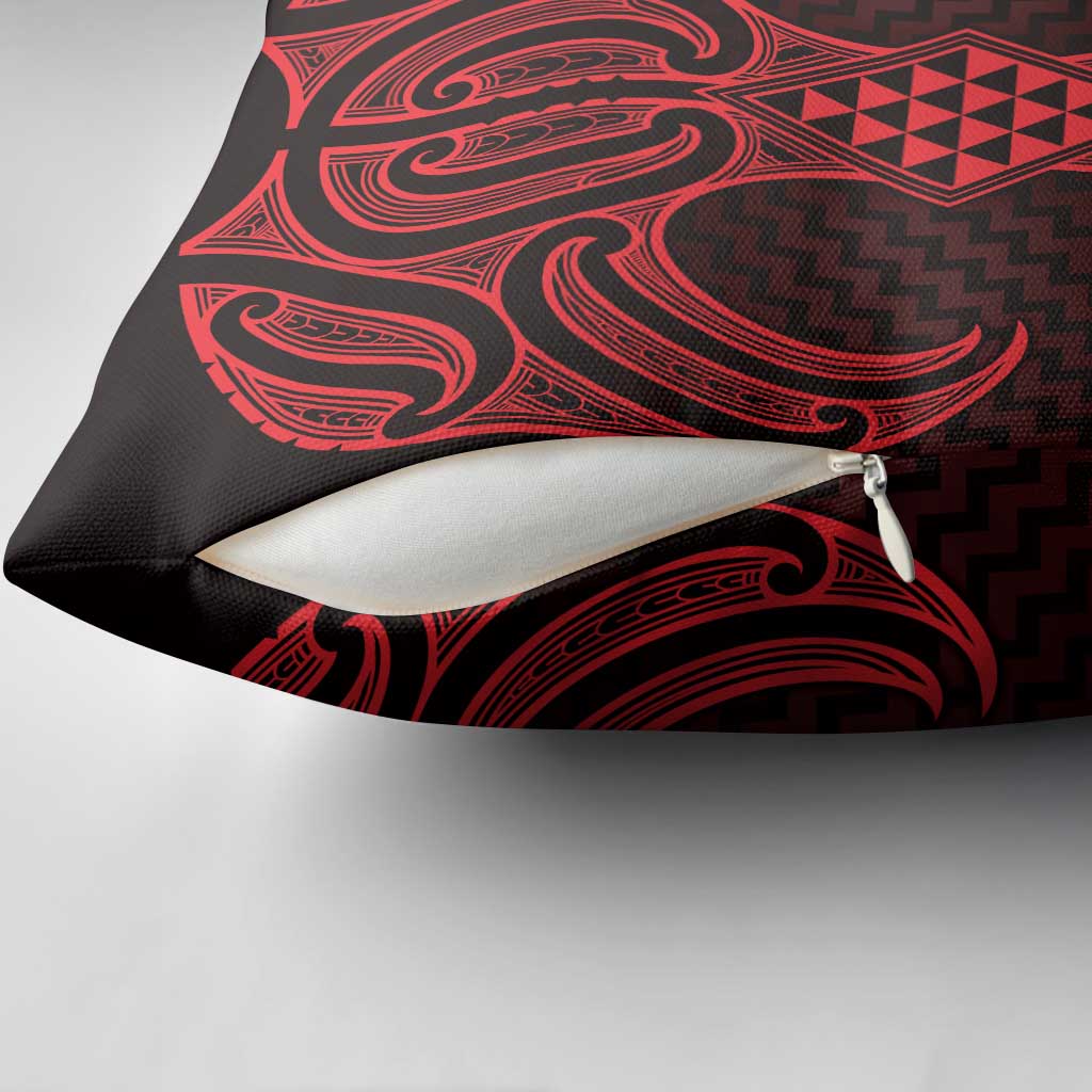 Whero Maori Ta Moko Poutama Art Pillow Cover - Polynesian Pride