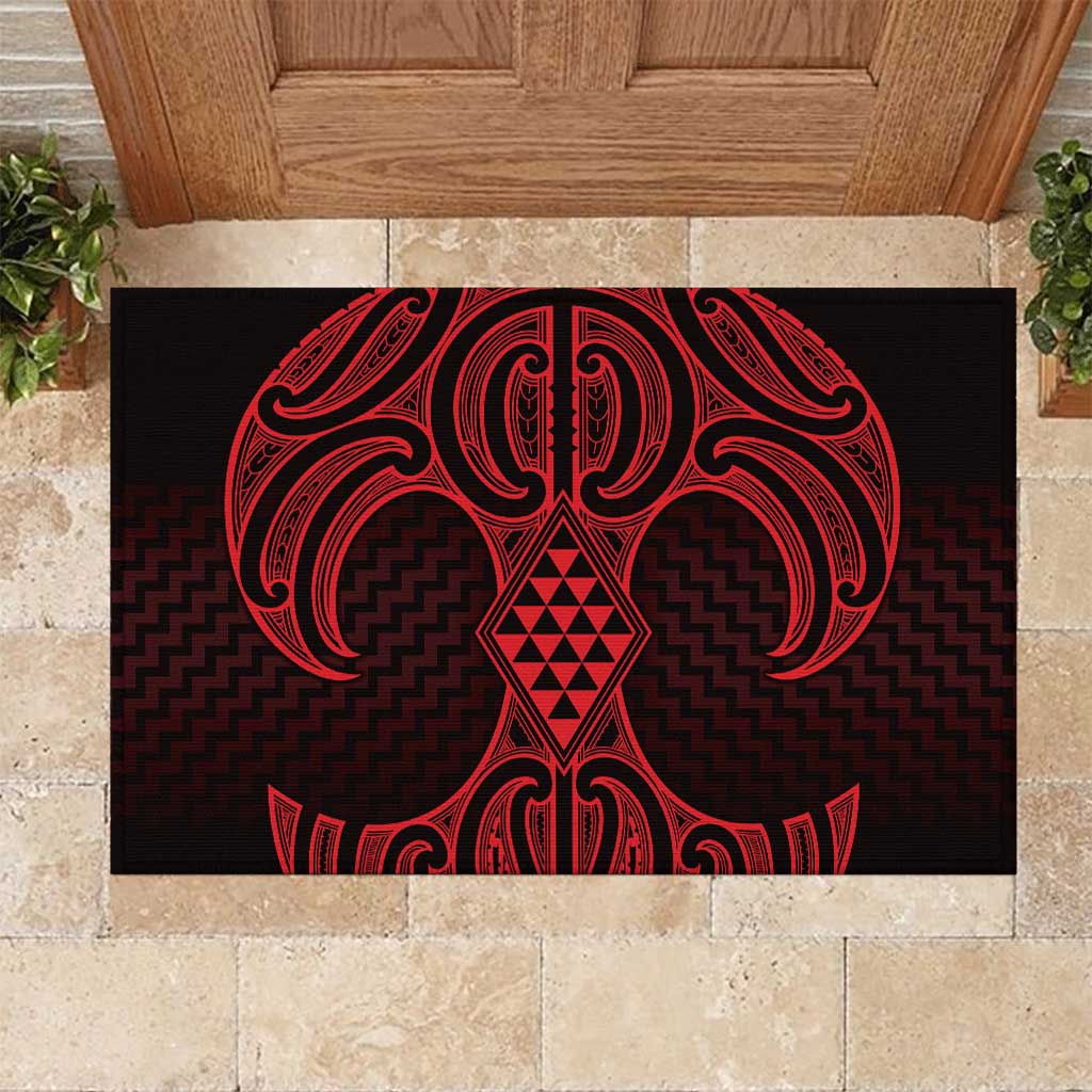 Whero Maori Ta Moko Poutama Art Rubber Doormat LT9 Red - Polynesian Pride