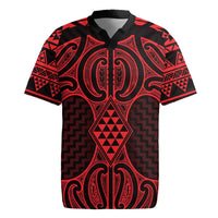 Whero Maori Ta Moko Poutama Art Rugby Jersey LT9 Red - Polynesian Pride