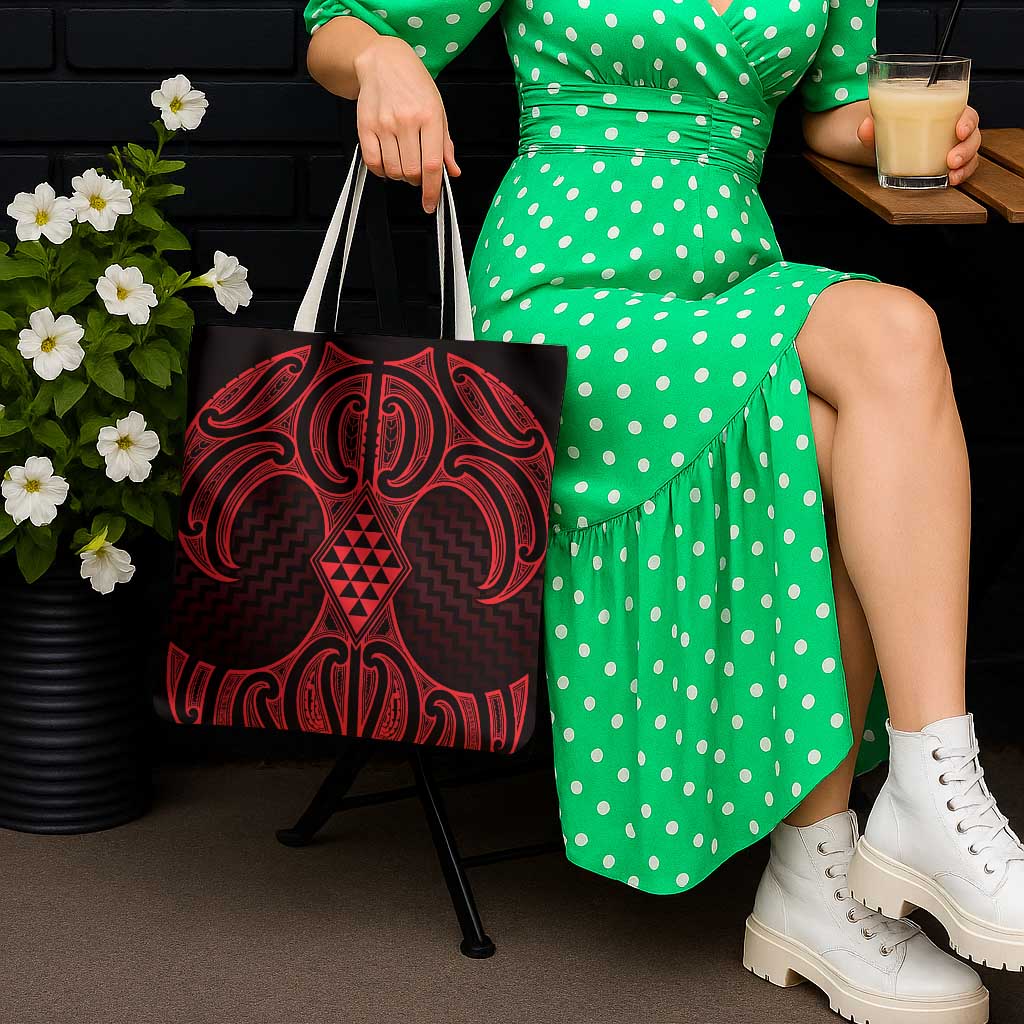 Whero Maori Ta Moko Poutama Art Tote Bag - Polynesian Pride