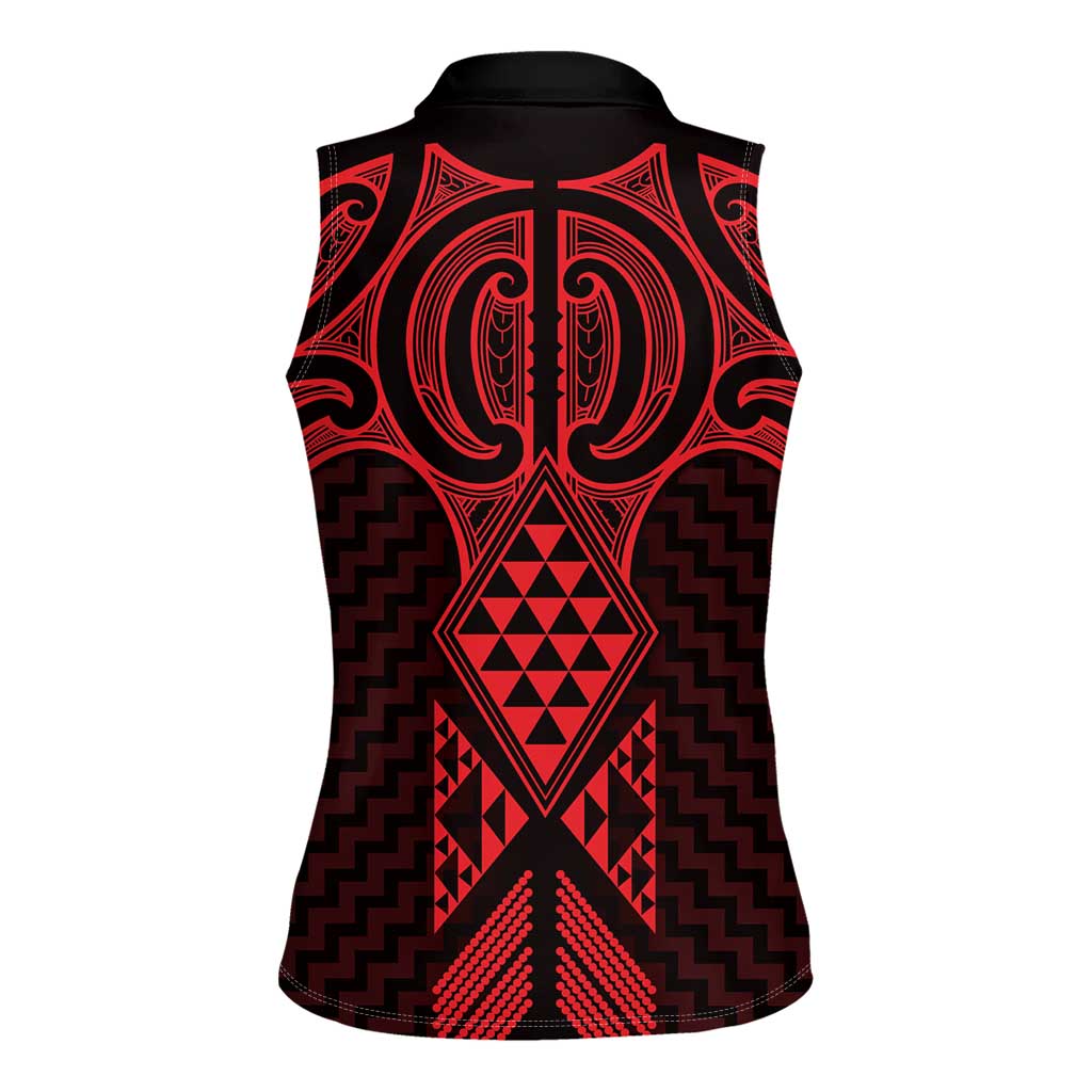 Whero Maori Ta Moko Poutama Art Women Sleeveless Polo Shirt LT9 - Polynesian Pride