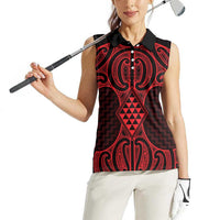 Whero Maori Ta Moko Poutama Art Women Sleeveless Polo Shirt LT9 - Polynesian Pride