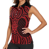 Whero Maori Ta Moko Poutama Art Women Sleeveless Polo Shirt LT9 - Polynesian Pride