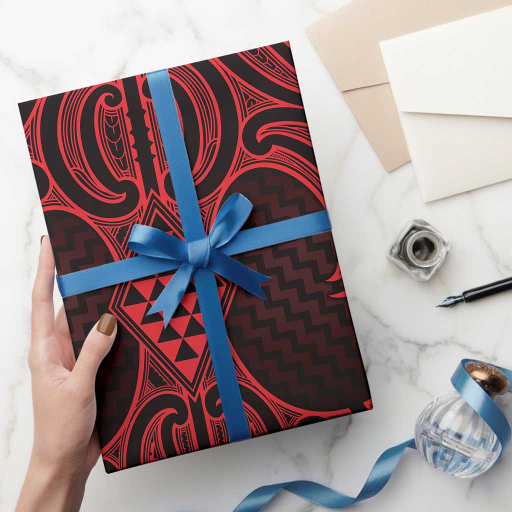 Whero Maori Ta Moko Poutama Art Wrapping Paper - Polynesian Pride