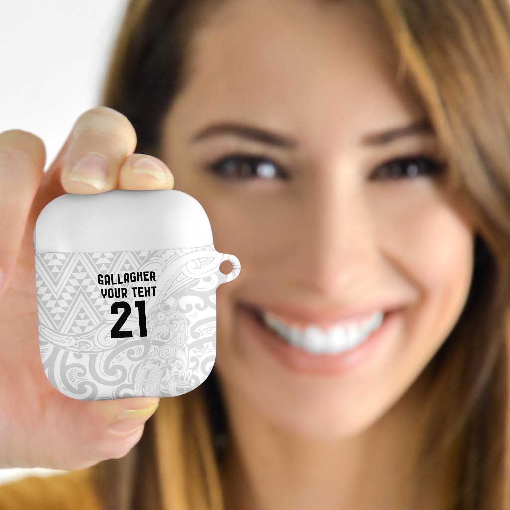 New Zealand Rangatira Custom AirPods Case All White Niho Taniwha Maori Tribal - Polynesian Pride