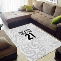 New Zealand Rangatira Custom Area Rug All White Niho Taniwha Maori Tribal