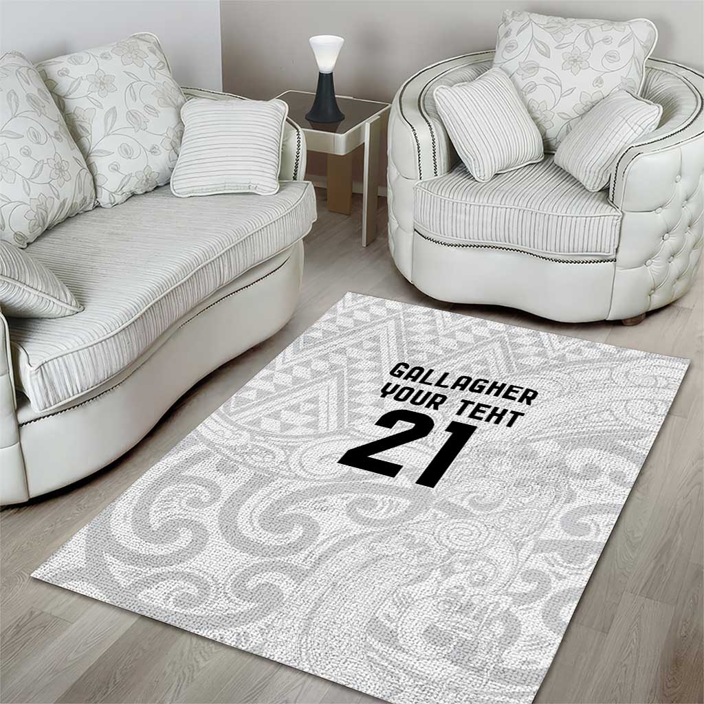 New Zealand Rangatira Custom Area Rug All White Niho Taniwha Maori Tribal