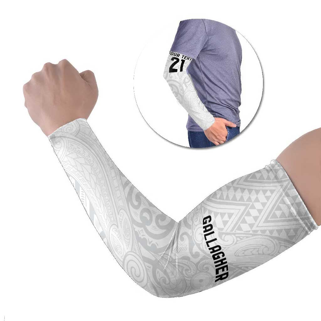 New Zealand Rangatira Custom Arm Sleeves All White Niho Taniwha Maori Tribal - Polynesian Pride