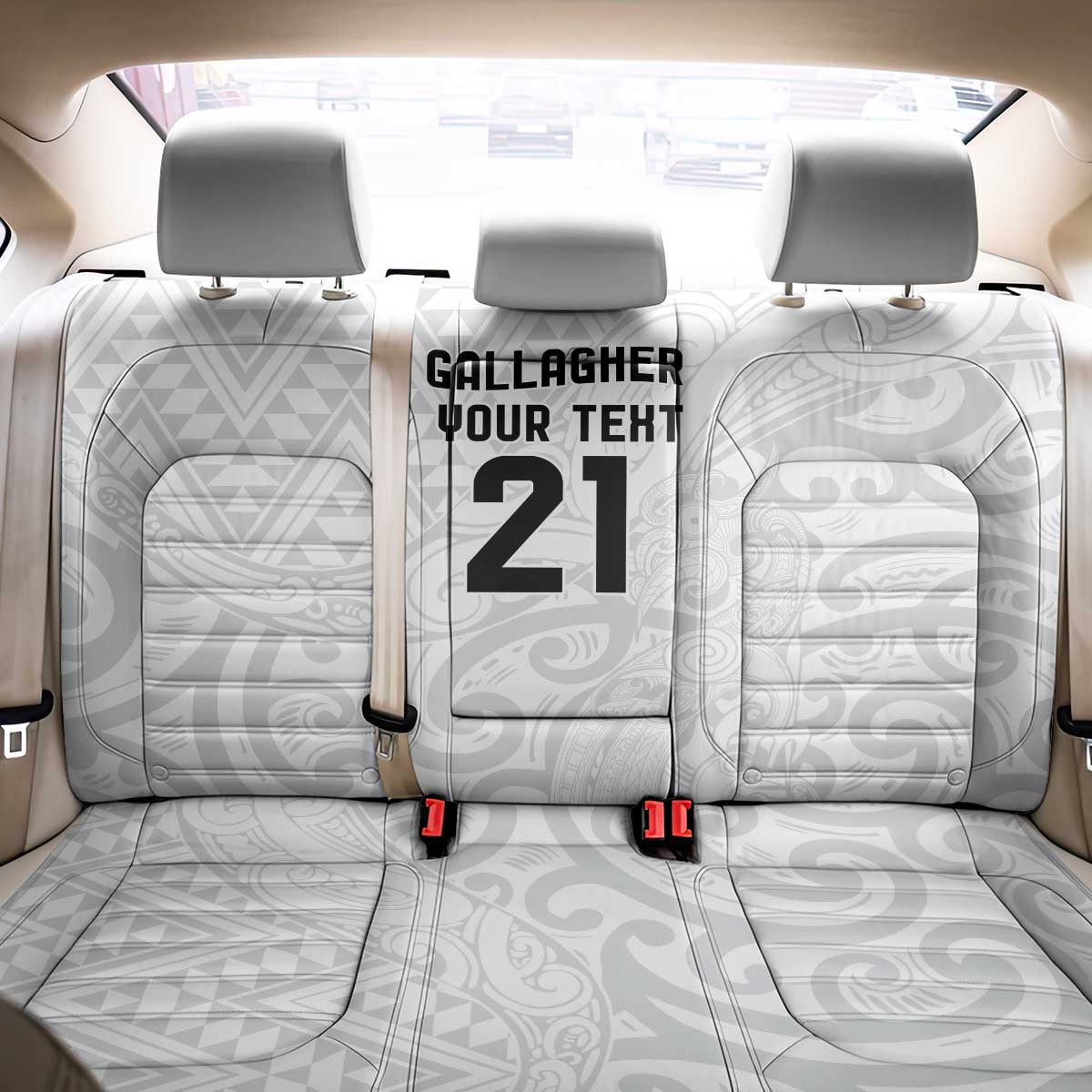 New Zealand Rangatira Custom Back Car Seat Cover All White Niho Taniwha Maori Tribal LT9 - Polynesian Pride