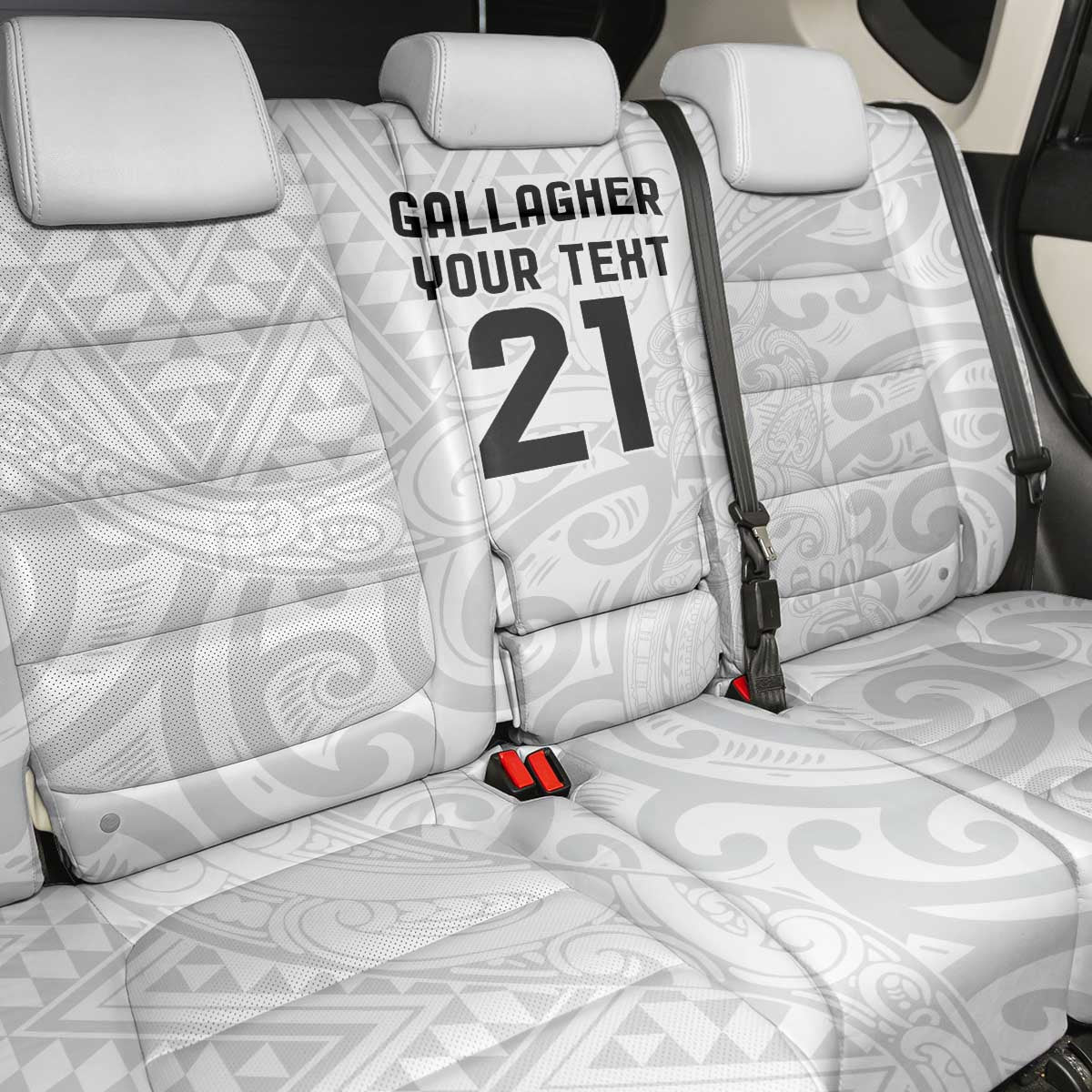 New Zealand Rangatira Custom Back Car Seat Cover All White Niho Taniwha Maori Tribal LT9 - Polynesian Pride