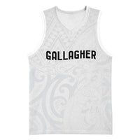 New Zealand Rangatira Custom Basketball Jersey All White Niho Taniwha Maori Tribal LT9 Unisex White - Polynesian Pride
