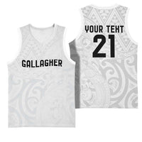 New Zealand Rangatira Custom Basketball Jersey All White Niho Taniwha Maori Tribal LT9 - Polynesian Pride