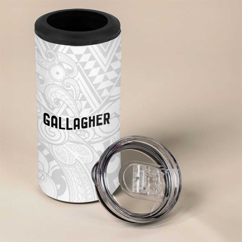 New Zealand Rangatira Custom 4 in 1 Can Cooler Tumbler All White Niho Taniwha Maori Tribal LT9 - Polynesian Pride