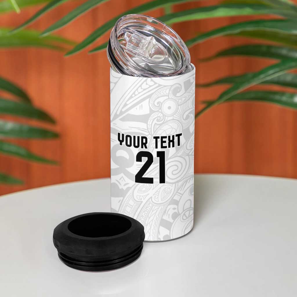 New Zealand Rangatira Custom 4 in 1 Can Cooler Tumbler All White Niho Taniwha Maori Tribal LT9 - Polynesian Pride