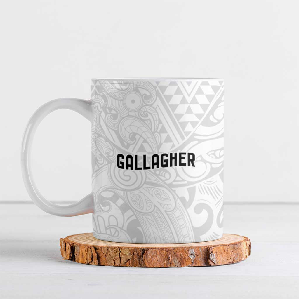 New Zealand Rangatira Custom Ceramic Mug All White Niho Taniwha Maori Tribal - Polynesian Pride