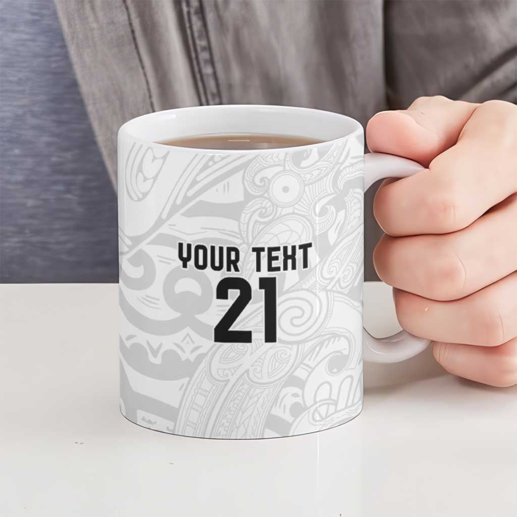 New Zealand Rangatira Custom Ceramic Mug All White Niho Taniwha Maori Tribal - Polynesian Pride