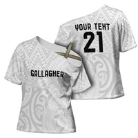 New Zealand Rangatira Custom Cross Shoulder Shirt All White Niho Taniwha Maori Tribal LT9 - Polynesian Pride