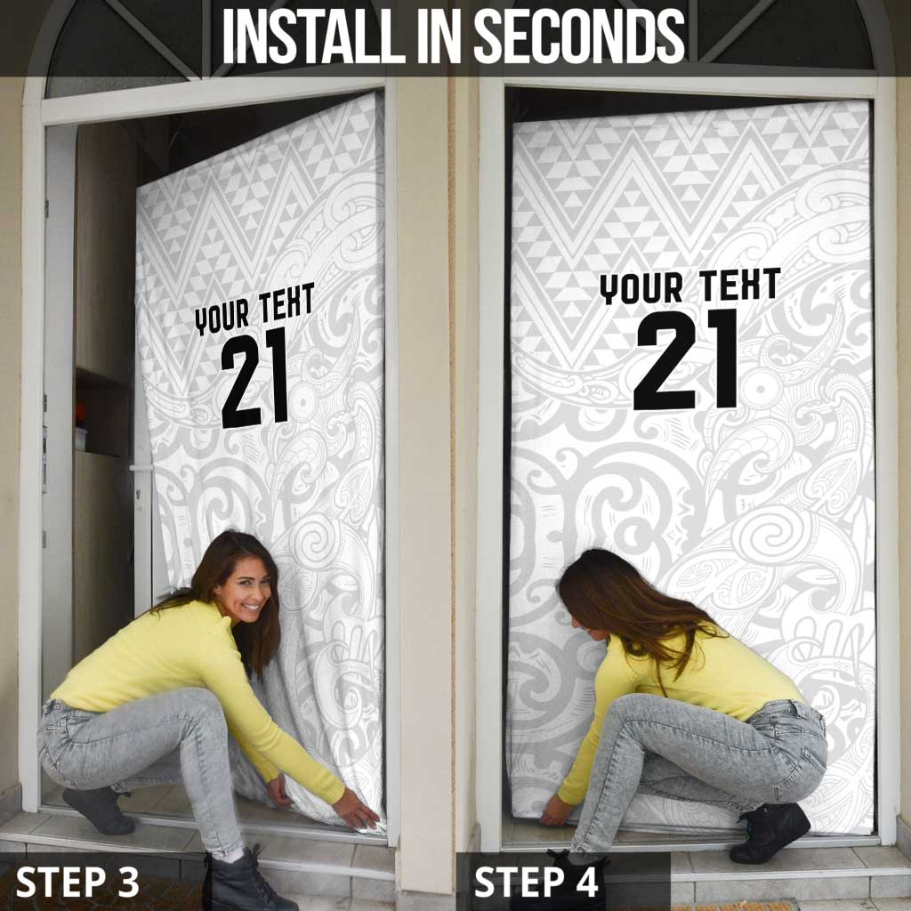 New Zealand Rangatira Custom Door Cover All White Niho Taniwha Maori Tribal LT9 - Polynesian Pride