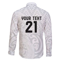 New Zealand Rangatira Custom Family Matching Long Sleeve Bodycon Dress and Hawaiian Shirt All White Niho Taniwha Maori Tribal