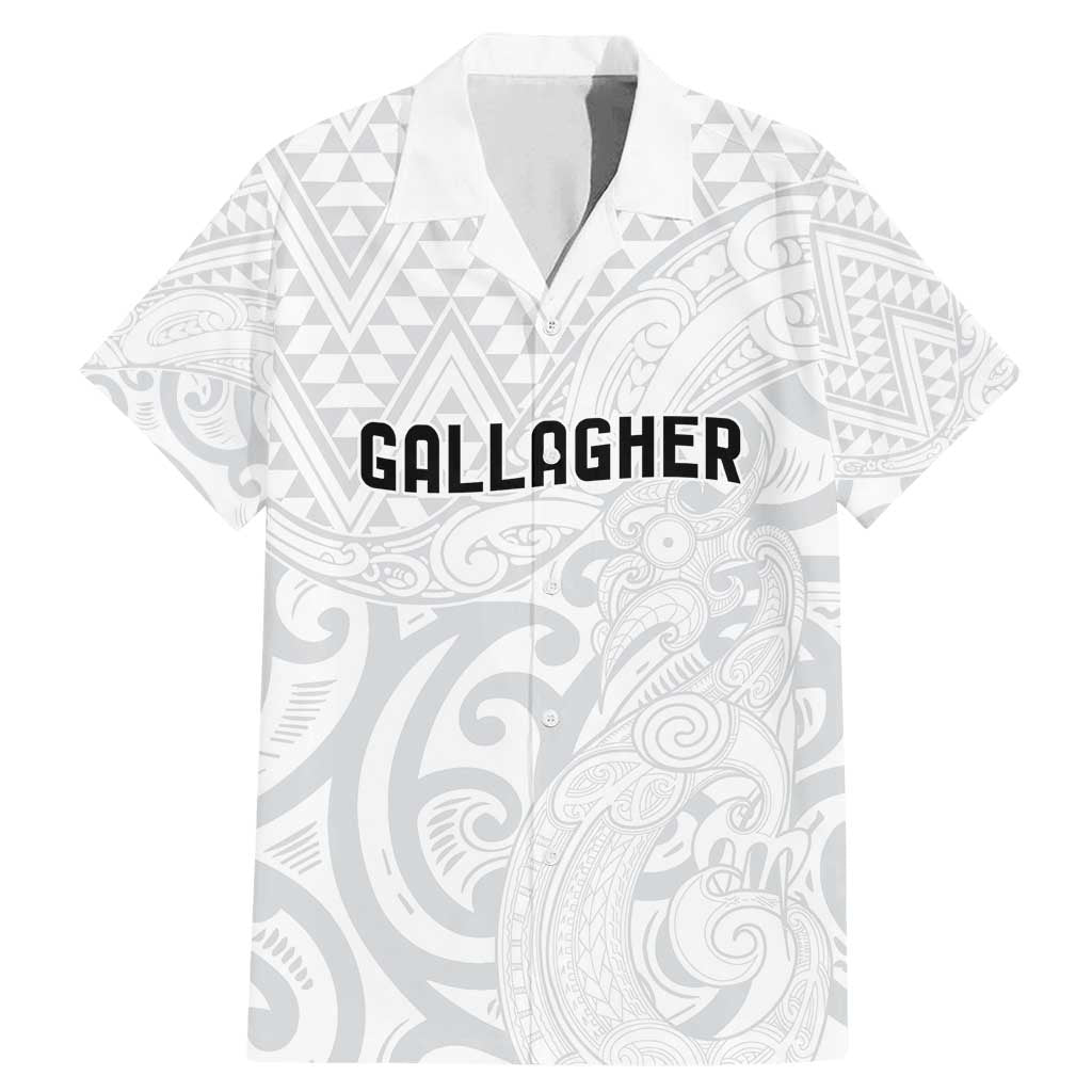 New Zealand Rangatira Custom Family Matching Mermaid Dress and Hawaiian Shirt All White Niho Taniwha Maori Tribal LT9 Dad's Shirt - Short Sleeve White - Polynesian Pride