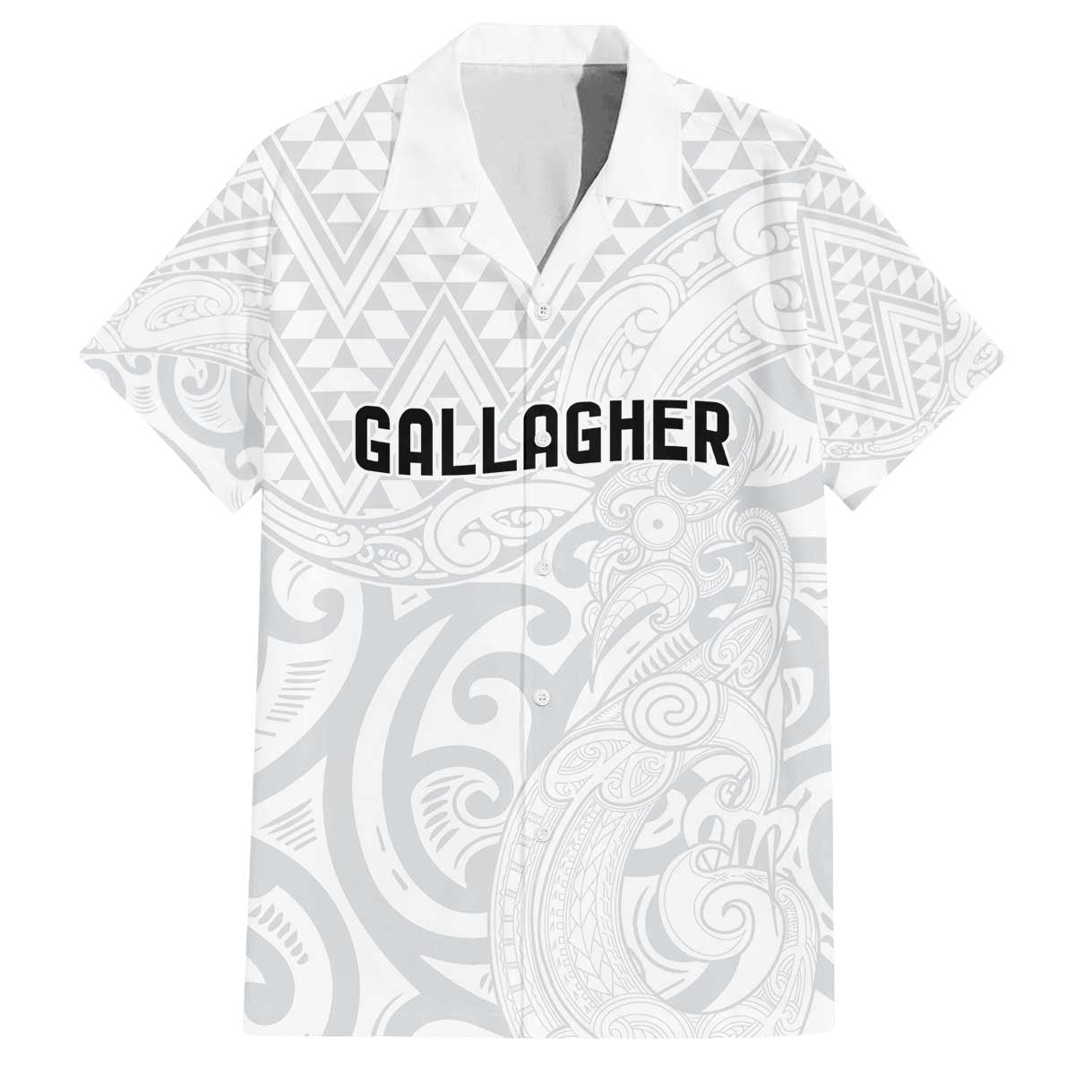 New Zealand Rangatira Custom Family Matching Off The Shoulder Long Sleeve Dress and Hawaiian Shirt All White Niho Taniwha Maori Tribal