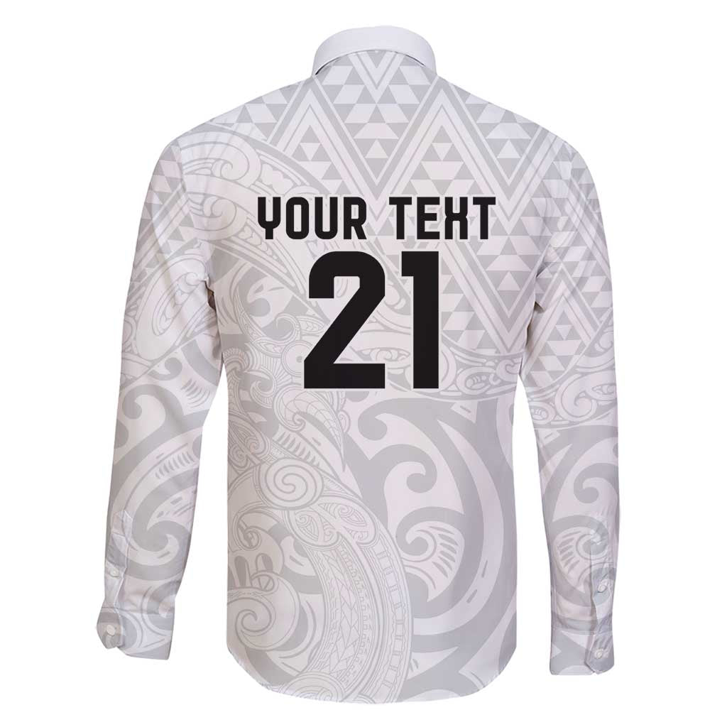 New Zealand Rangatira Custom Family Matching Off Shoulder Maxi Dress and Hawaiian Shirt All White Niho Taniwha Maori Tribal LT9 - Polynesian Pride