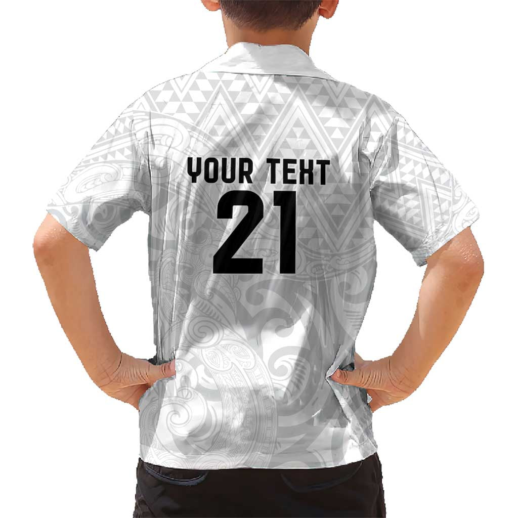 New Zealand Rangatira Custom Family Matching Short Sleeve Bodycon Dress and Hawaiian Shirt All White Niho Taniwha Maori Tribal